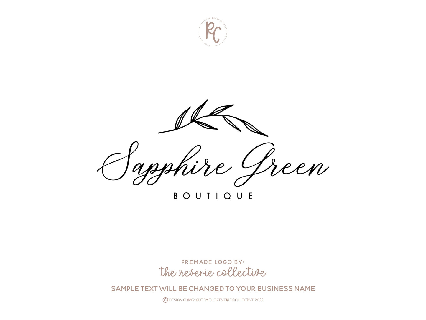 Sapphire Green | Premade Logo Design | Branch, Farmhouse, Elegant, Minimal