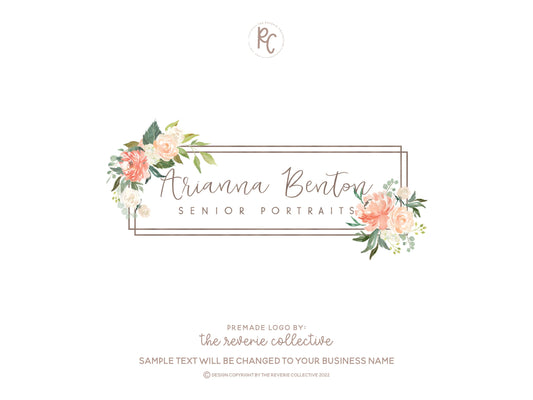 Arianna Benton | Premade Logo Design | Floral Frame, Geometric, Farmhouse