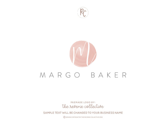 Margo Baker | Premade Logo Design | Watercolor Circle, Monogram, Feminine, Minimal