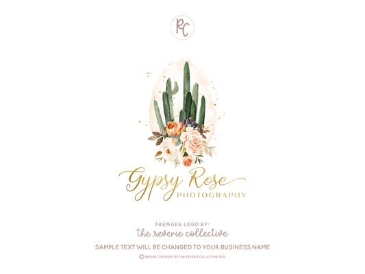 Gypsy Rose | Premade Logo Design | Cactus, Desert, Boho, Succulent