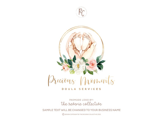 Precious Moments | Premade Logo Design | Doula, Midwife, Baby Feet, Maternity