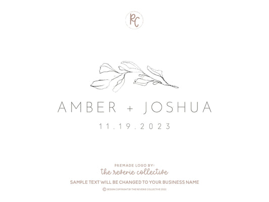 Amber + Joshua | Premade Logo Design | Branch, Pencil Drawn, Rustic, Fine Art