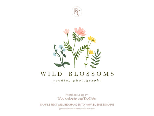 Wild Blossoms | Premade Logo Design | Wildflower, Botanical, Garden, Florist, Farmhouse
