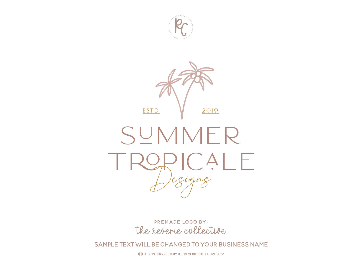 Summer Tropicale | Premade Logo Design | Boho, Palm Tree, Tropical, Modern