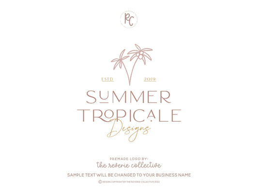 Summer Tropicale | Premade Logo Design | Boho, Palm Tree, Tropical, Modern