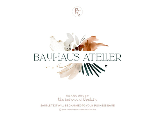 Bauhaus Atelier | Premade Logo Design | Boho, Abstract, Watercolor