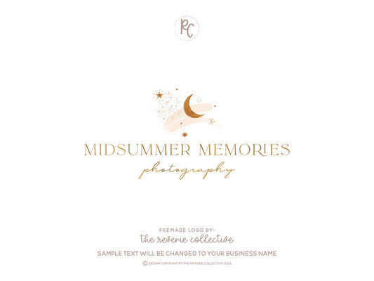 Midsummer Memories | Premade Logo Design | Boho, Mystical, Moon, Stars