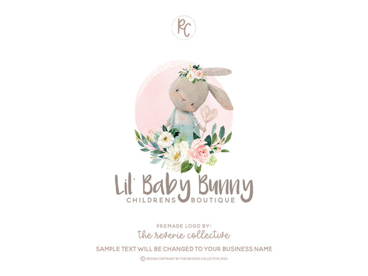 Lil' Baby Bunny | Premade Logo Design | Childrens, Kids, Watercolor