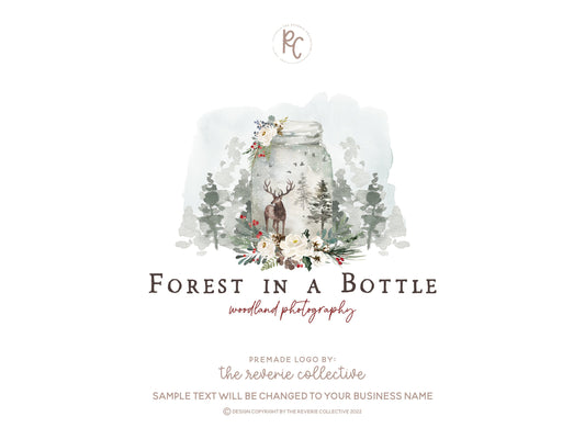 Forest In A Bottle | Premade Logo Design | Woodland, Deer, Rustic, Farmhouse
