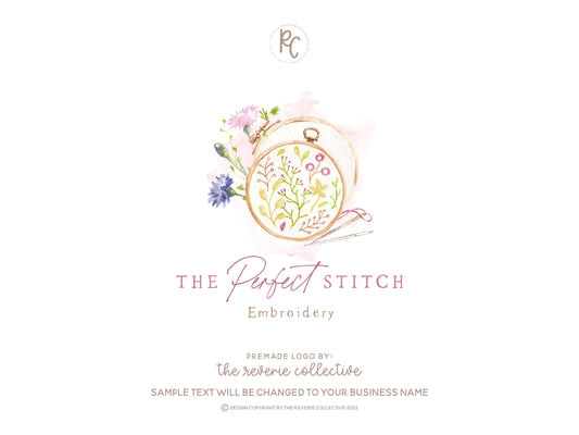 The Perfect Stitch | Premade Logo Design | Embroidery, Needlework, Sewing