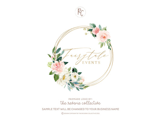 Fairytale Events | Premade Logo Design | Wreath, Whimsical, Floral, Wedding, Florist