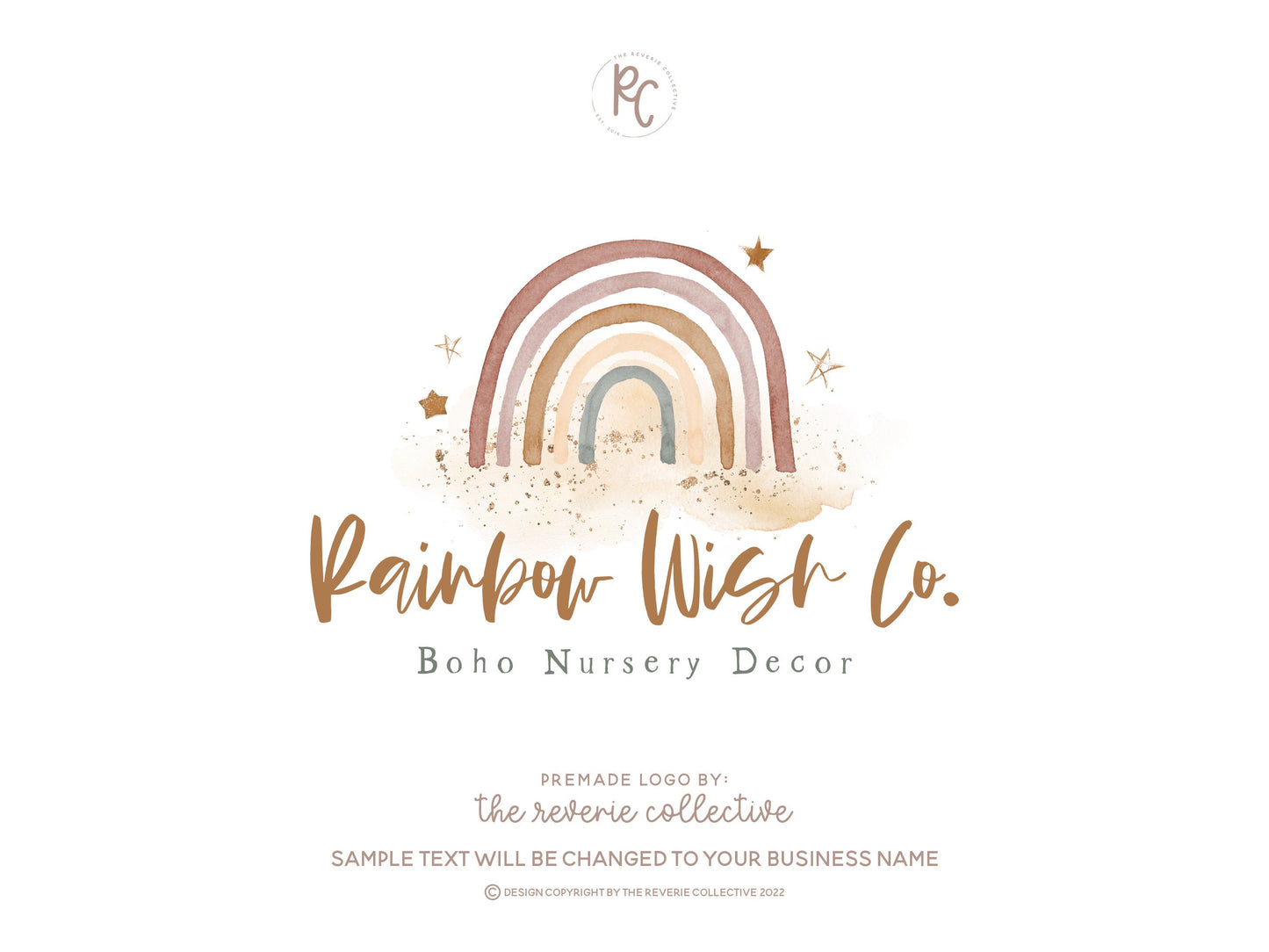 Rainbow Wish Co. | Premade Logo Design | Bohemian, Newborn, Boho, Cloud, Baby