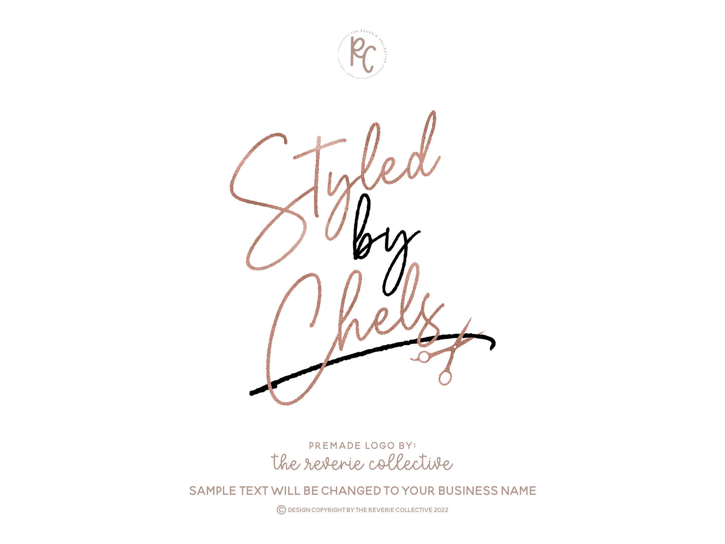 Styled By Chels | Premade Logo Design | Hairstylist, Scissors, Beauty, Hair Salon