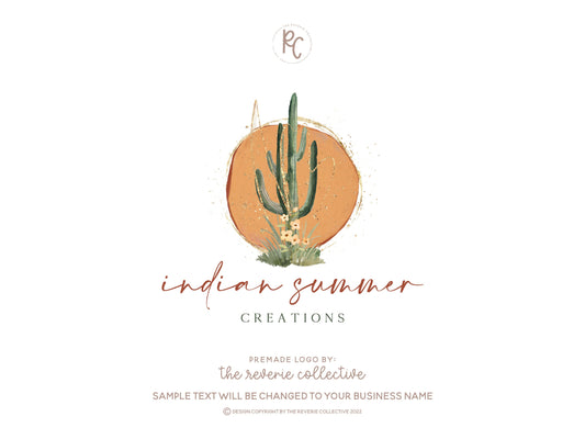 Indian Summer | Premade Logo Design | Cactus, Desert, Bohemian