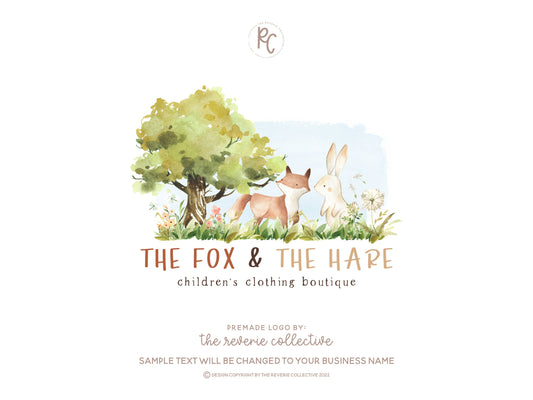The Fox & The Hare | Premade Logo Design | Children, Baby, Bunny, Rabbit