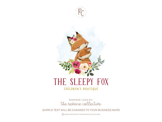 The Sleepy Fox | Premade Logo Design | Children's, Kids, Woodland, Forest