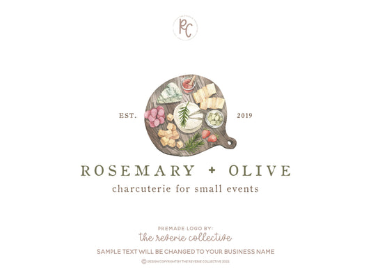Rosemary + Olive | Premade Logo Design | Charcuterie, Cheese Board, Farmhouse