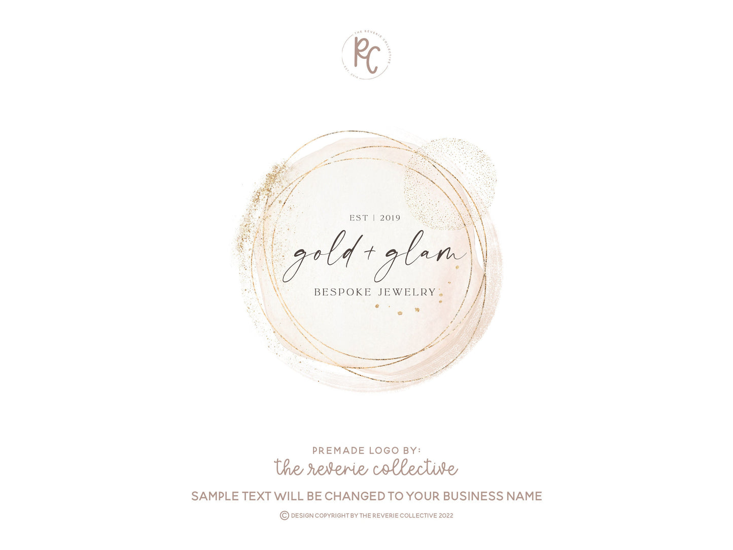 Gold + Glam | Premade Logo Design | Boho, Romantic, Soft Neutral, Jewelry