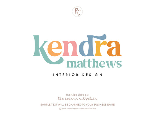 Kendra Matthews | Premade Logo Design | Modern Boho, Colorful, Retro