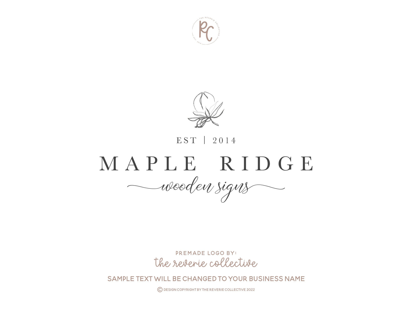 Maple Ridge | Premade Logo Design | Blossom, Fine Art, Farmhouse, Hand Drawn