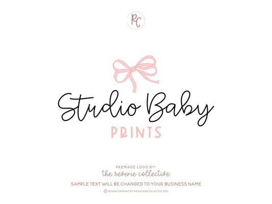Studio Baby | Premade Logo Design | Bow, Girly, Fashion, Feminine