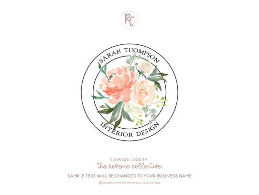 Sarah Thompson | Premade Logo Design | Watercolor Floral, Circle, Farmhouse, Boutquet