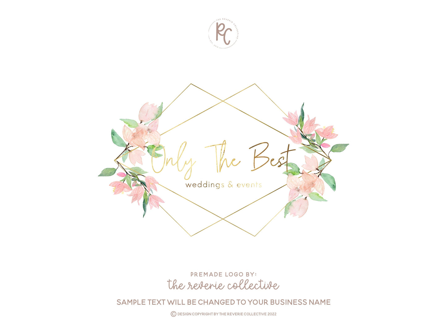 Only The Best | Premade Logo Design | Watercolor Floral, Geometric, Gold Foil, Florist