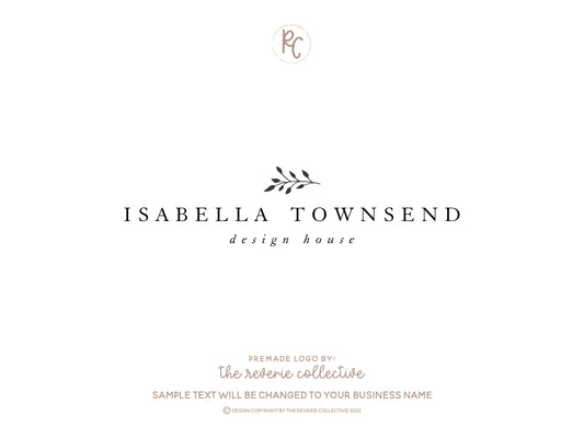 Isabella Townsend | Premade Logo Design | Minimal, Branch, Rustic, Romantic