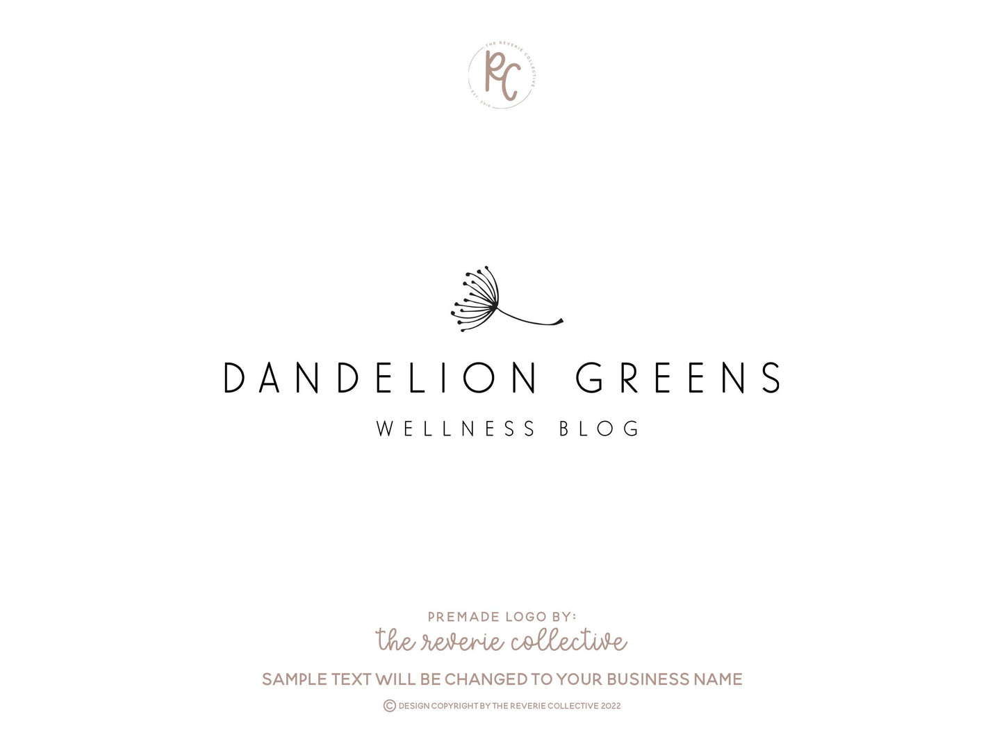 Dandelion Greens | Premade Logo Design | Hand Drawn, Farmhouse, Minimal