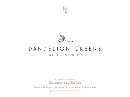 Dandelion Greens | Premade Logo Design | Hand Drawn, Farmhouse, Minimal