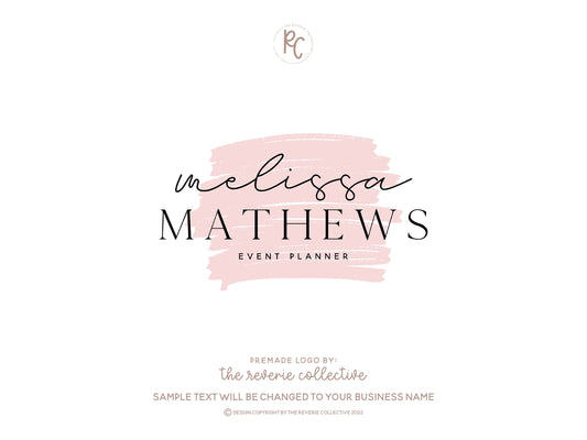 Melissa Mathews | Premade Logo Design | Watercolor, Modern, Cursive, Professional