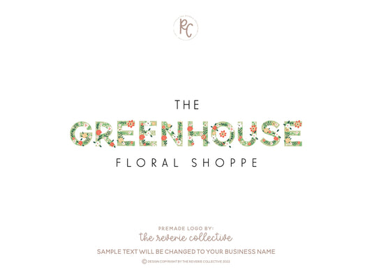 The Greenhouse | Premade Logo Design | Watercolor Floral, Wildflower, Colorful, Greenery