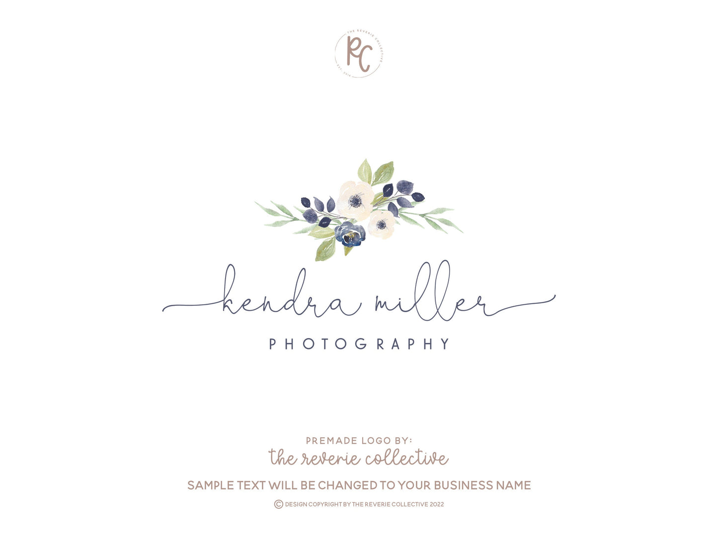 Kendra Miller | Premade Logo Design | Blue Flower, Farmhouse, Photography