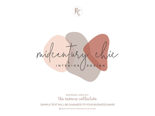 Midcentury Chic | Premade Logo Design | Boho, Neutral Abstract, Modern