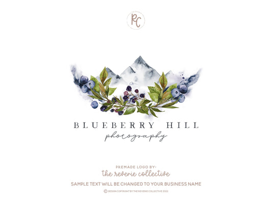 Blueberry Hill | Premade Logo Design | Mountain, Berry, Woodland, Rustic
