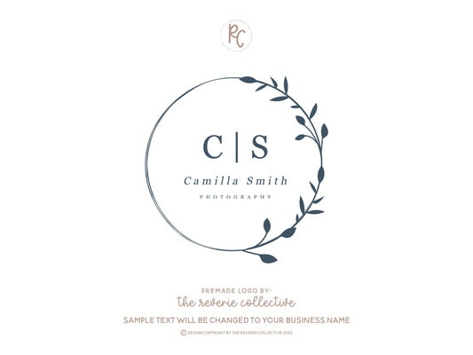 Camilla Smith | Premade Logo Design | Botanical, Round Circle, Elegant