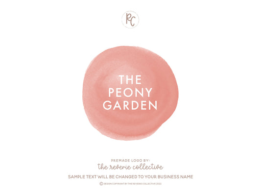 The Peony Garden | Premade Logo Design | Boho, Paint Splotch, Modern, Minimal