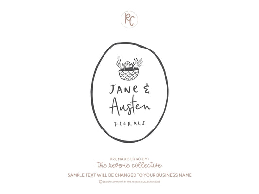 Jane & Austen | Premade Logo Design | Farmhouse, Vegetable Basket, Hand Drawn
