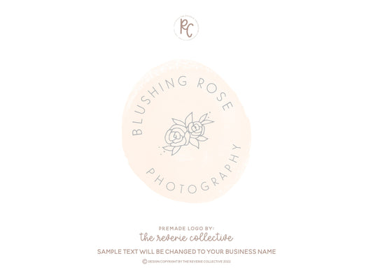 Blushing Rose | Premade Logo Design | Watercolor, Floral, Line Art, Feminine