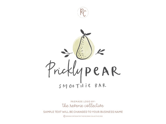 Prickly Pear | Premade Logo Design | Watercolor, Hand Drawn, Health, Doodle