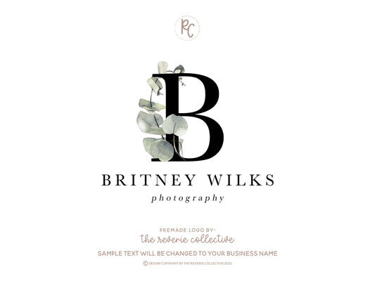 Britney Wilks | Premade Logo Design | Eucalyptus, Initial, Monogram, Farmhouse