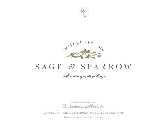 Sage & Sparrow | Premade Logo Design | Branch, Rustic Farmhouse, Herb