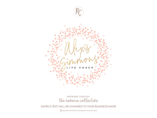 Alexis Simmons | Premade Logo Design | Confetti, Gold Foil, Glitter Circle