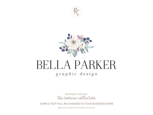 Bella Parker | Premade Logo Design | Bouquet, Watercolor Floral, Wedding Planner