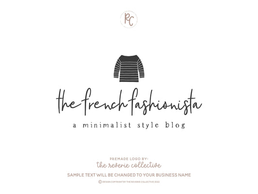 The French Fashionista | Premade Logo Design | Fashion, Breton Shirt, Minimal