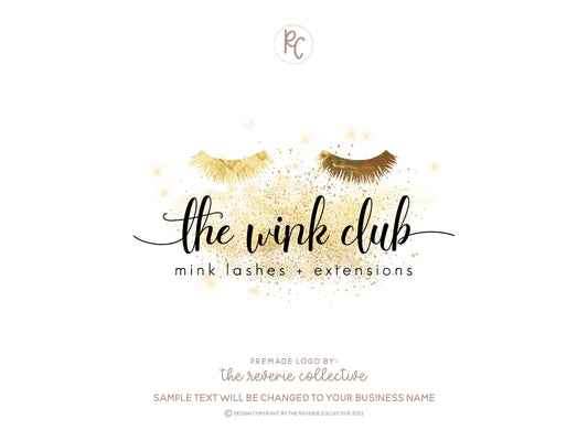 The Wink Club | Premade Logo Design | Eyelashes, Gold Foil, Lash Extension, Beauty