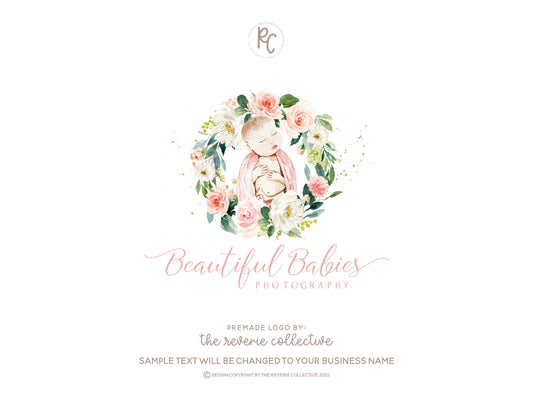 Beautiful Babies | Premade Logo Design | Newborn, Midwife, Doula, Maternity, Floral