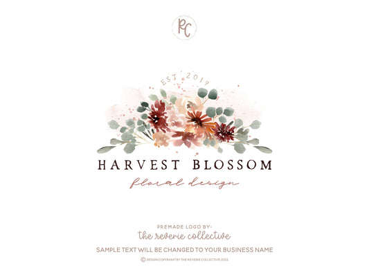 Harvest Blossom | Premade Logo Design | Autumn, Fall, Watercolor Floral