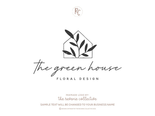 The Green House | Premade Logo Design | Home, Botanical, Floral, Line Art