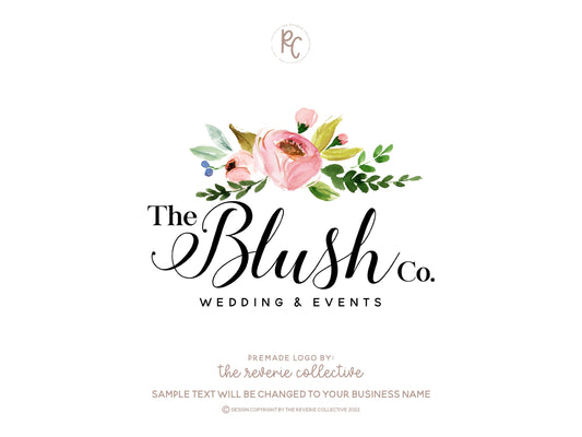 The Blush Co. | Premade Logo Design | Watercolor Floral, Florist, Event Planner, Bouquet